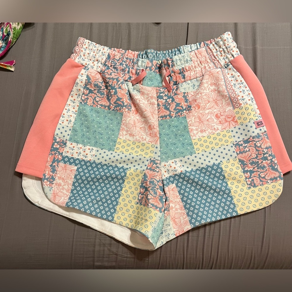 Simply Southern Patchwork Floral Coral & Teal Women's Shorts